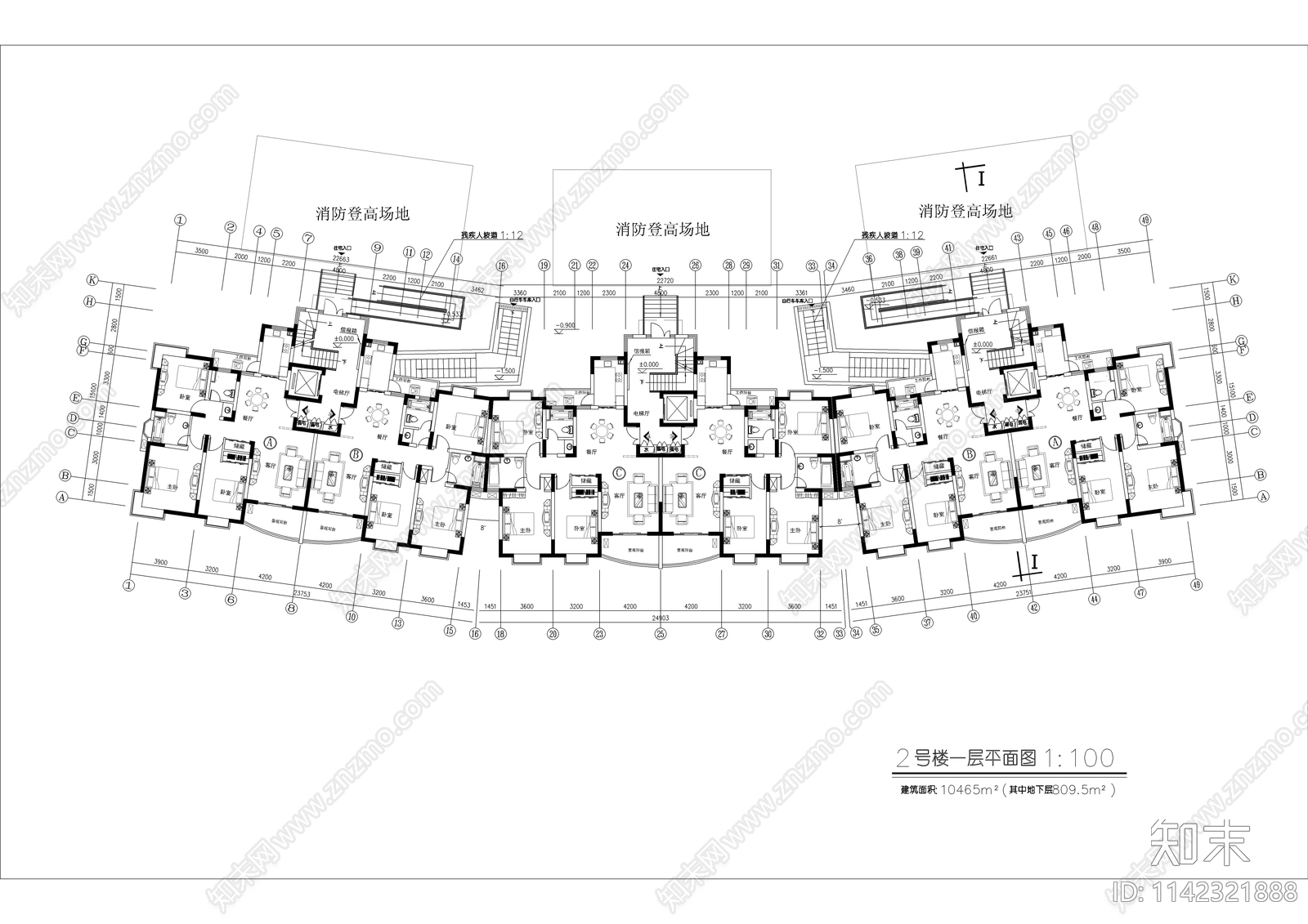 小高层住宅楼全套建筑cad施工图下载【ID:1142321888】