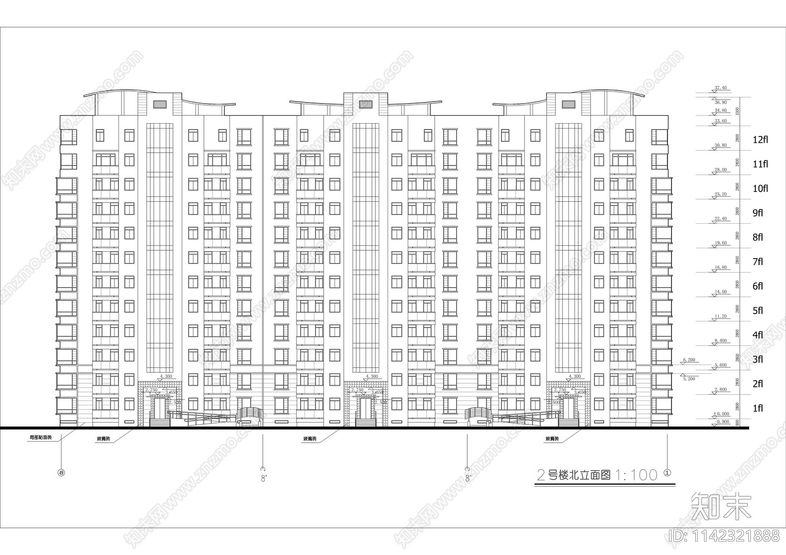 小高层住宅楼全套建筑cad施工图下载【ID:1142321888】