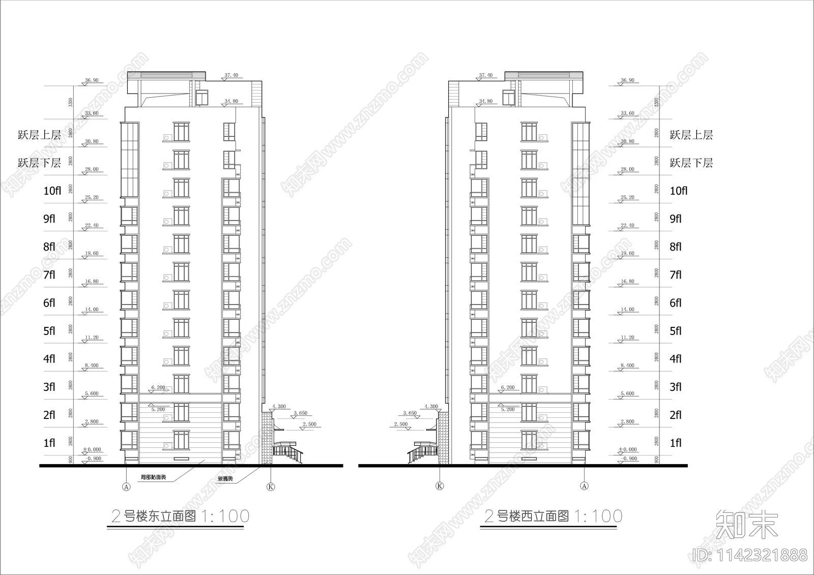 小高层住宅楼全套建筑cad施工图下载【ID:1142321888】