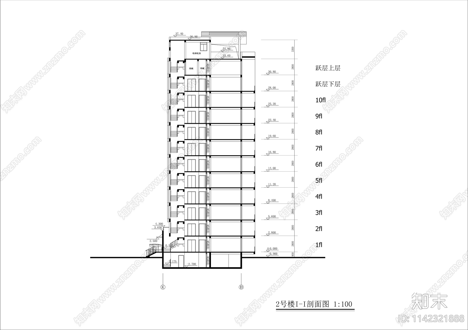 小高层住宅楼全套建筑cad施工图下载【ID:1142321888】