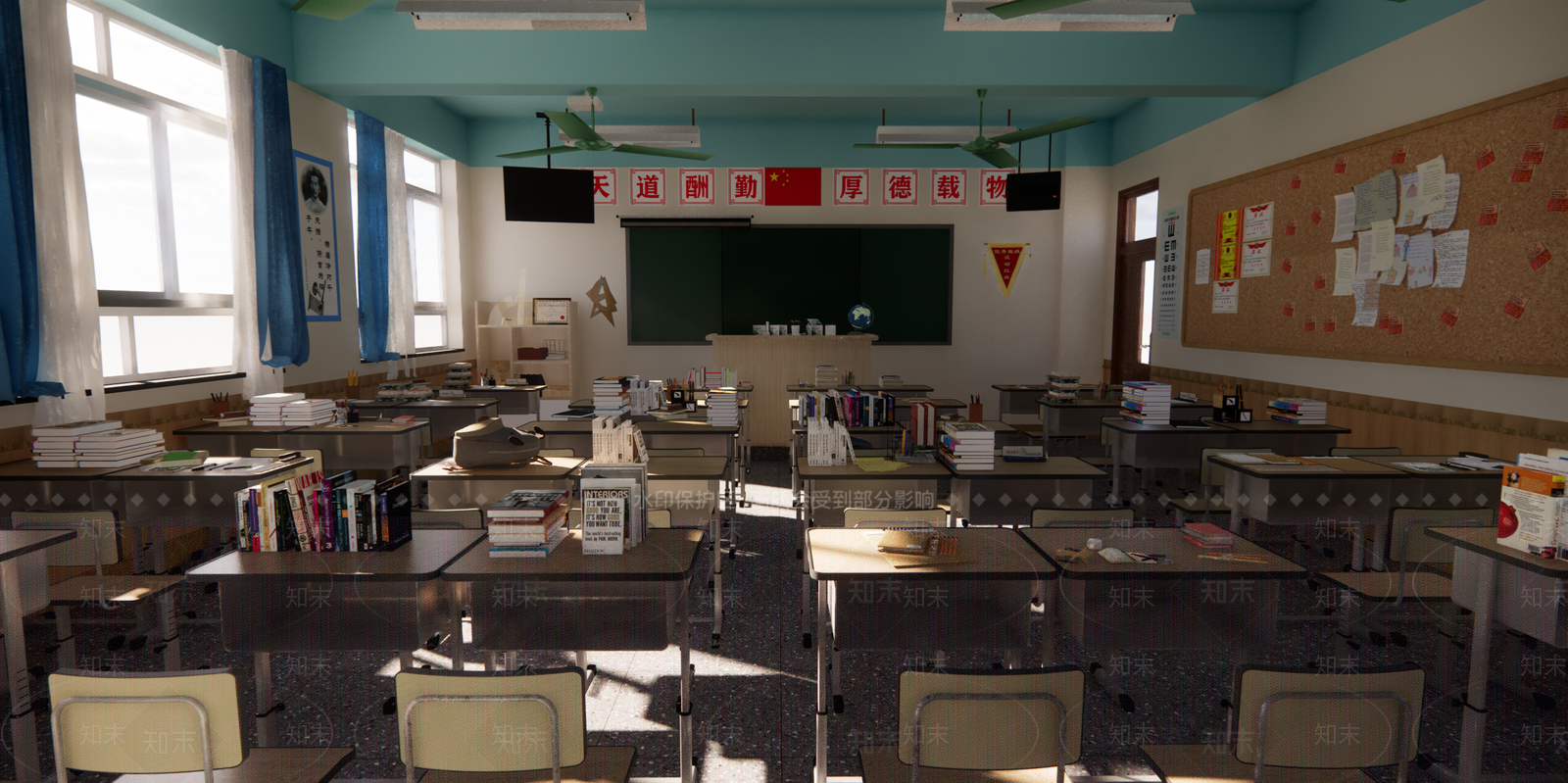 现代学校教室SU模型下载【ID:1142327225】