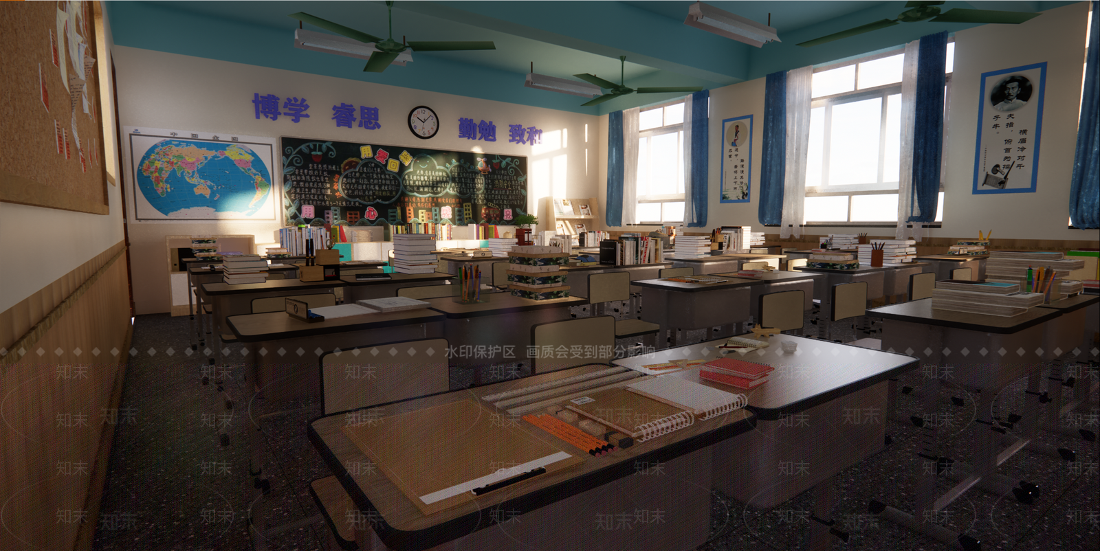 现代学校教室SU模型下载【ID:1142327225】