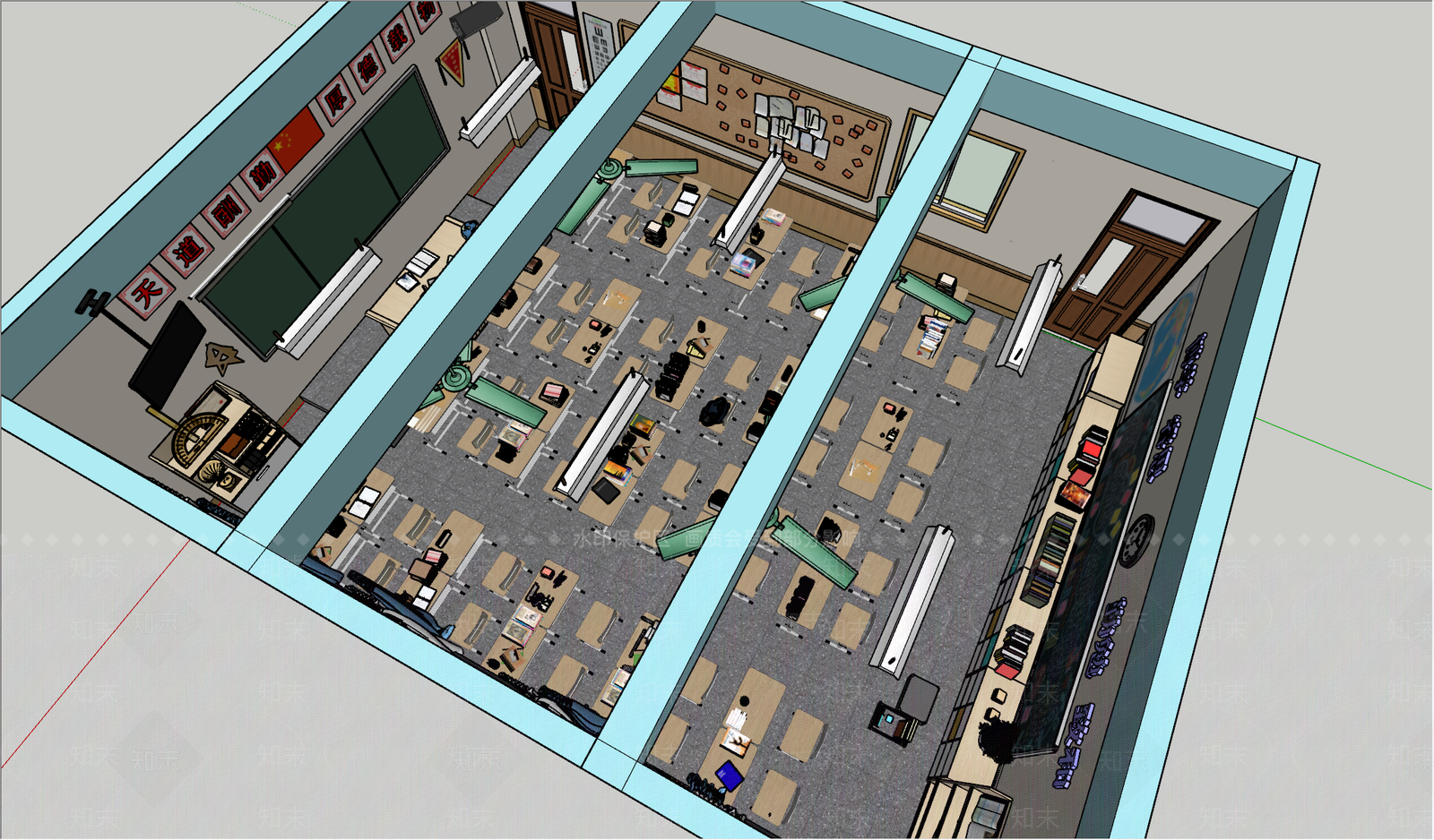 现代学校教室SU模型下载【ID:1142327225】