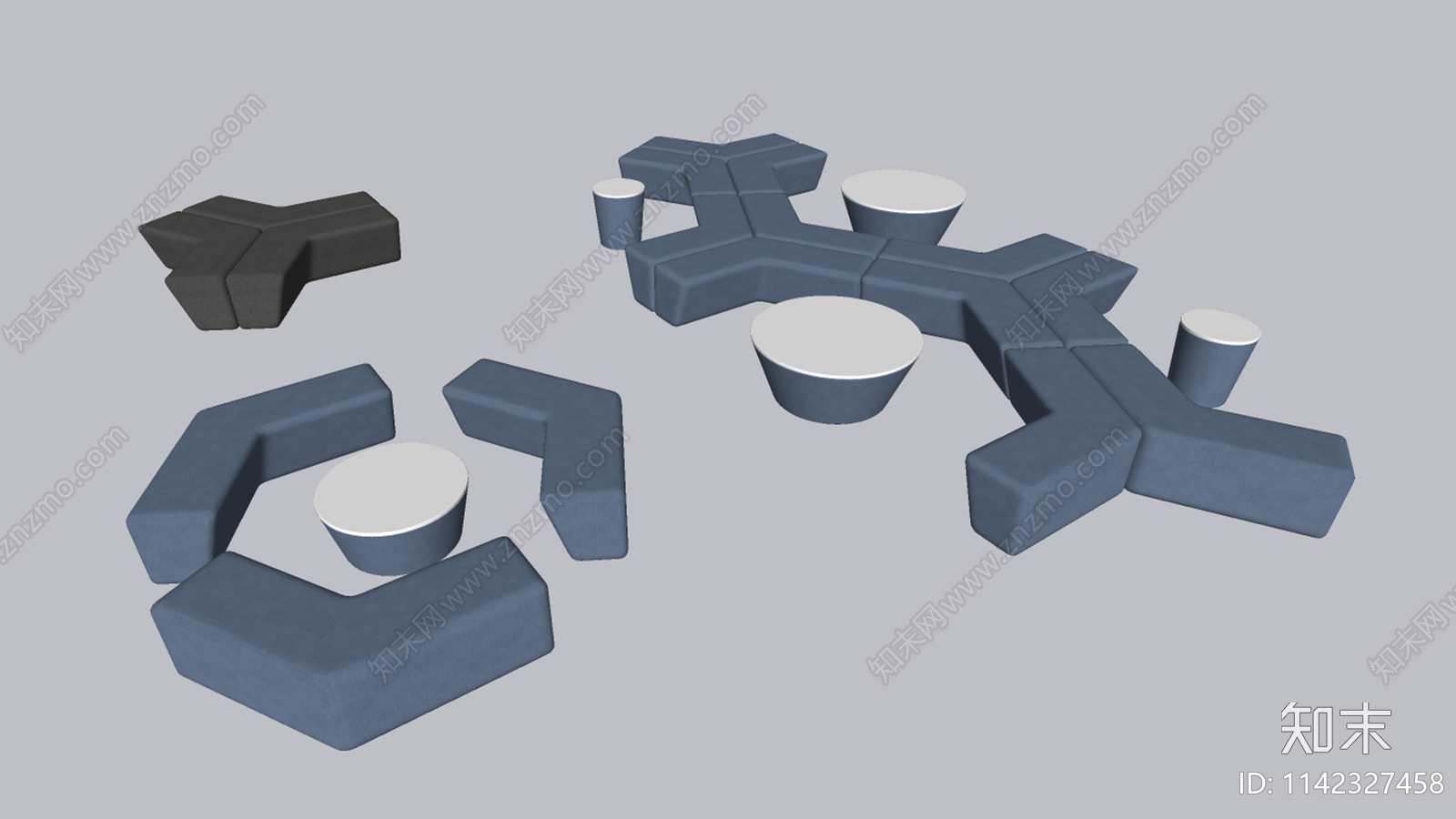 现代卡座沙发SU模型下载【ID:1142327458】