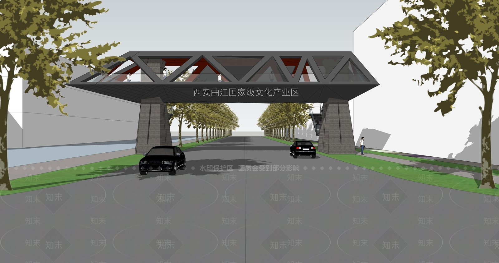 现代人行天桥SU模型下载【ID:1142327562】