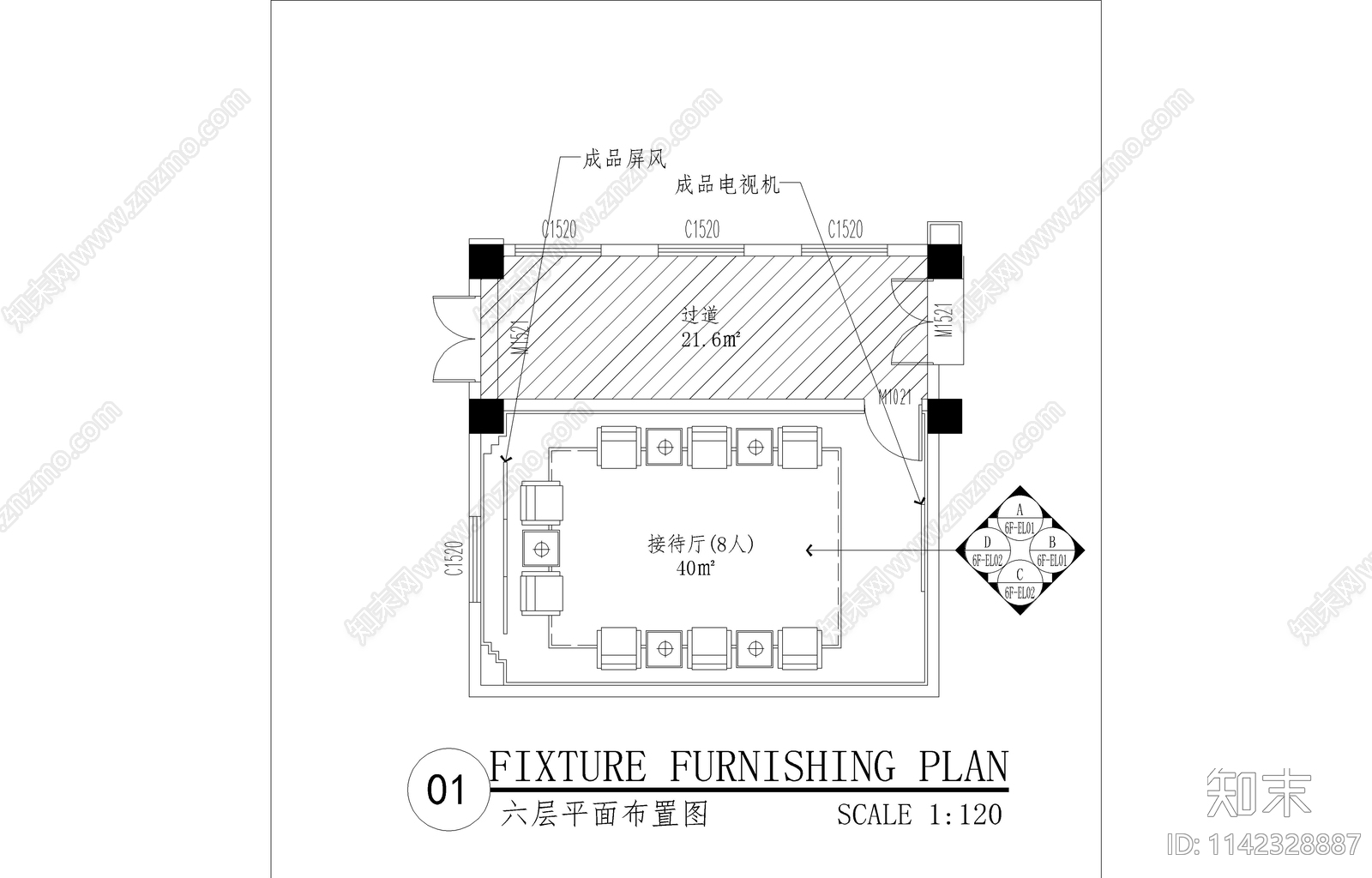 接待室cad施工图下载【ID:1142328887】