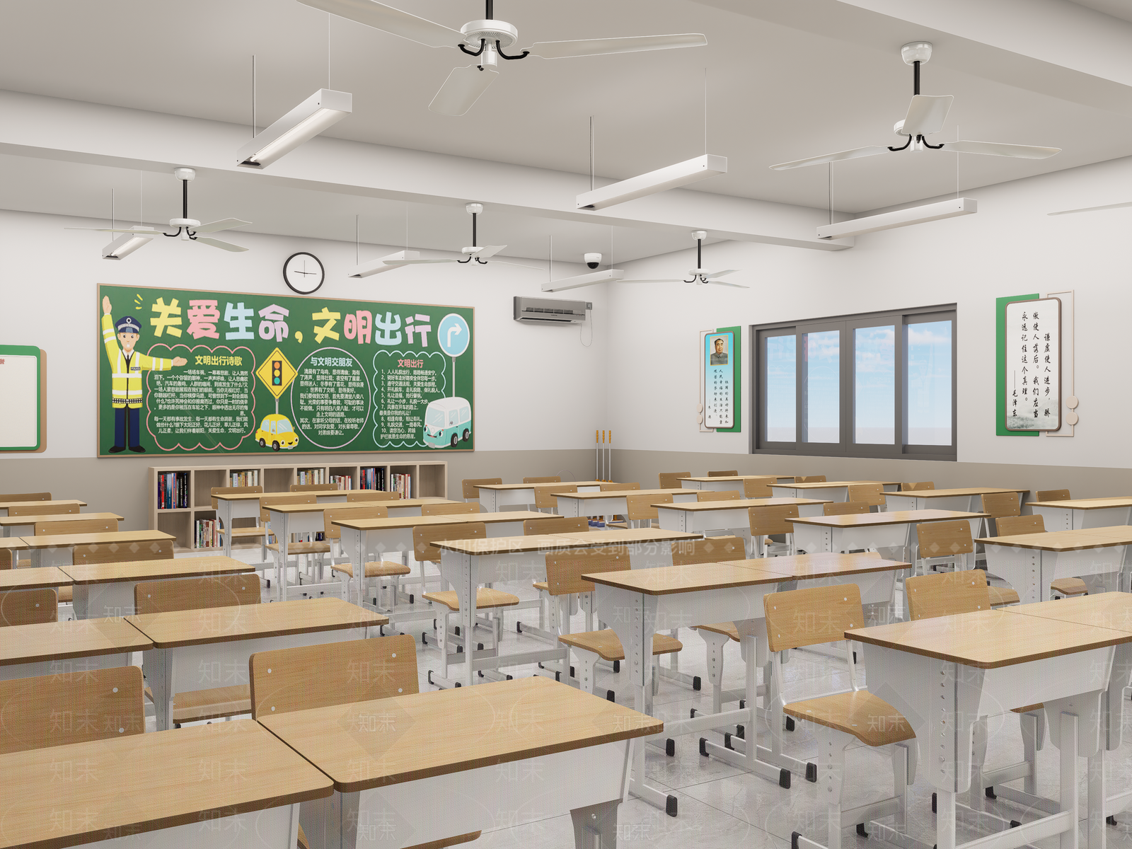 现代学校教室SU模型下载【ID:1142330595】