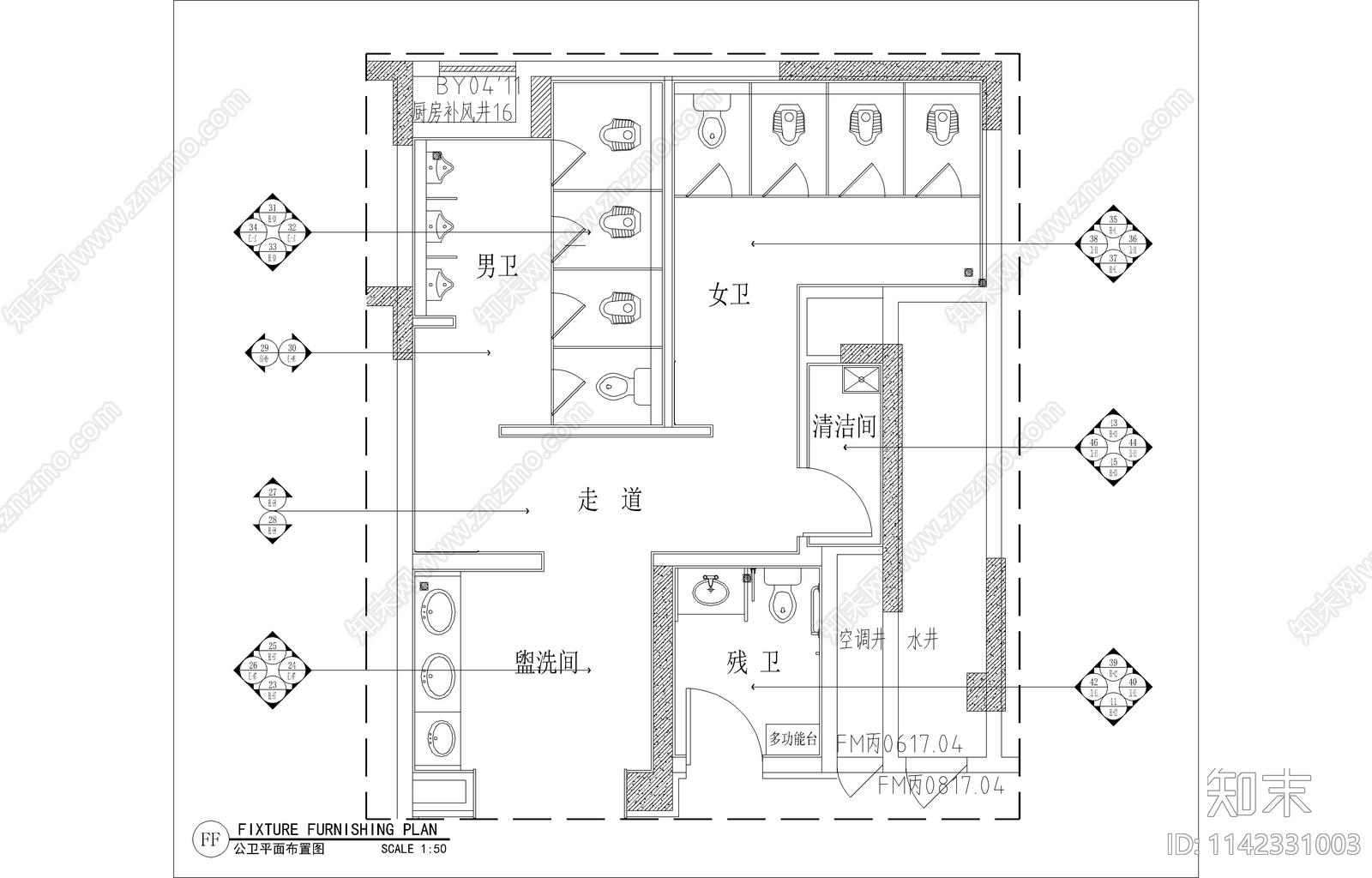 公共卫生间施工图下载【ID:1142331003】