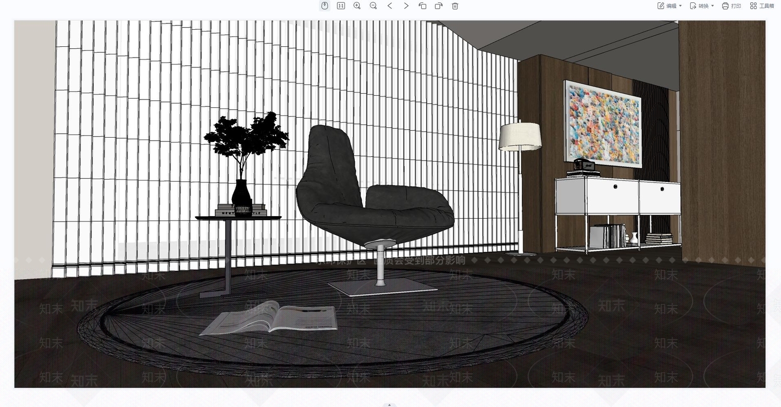 现代家居客厅SU模型下载【ID:1222163649】