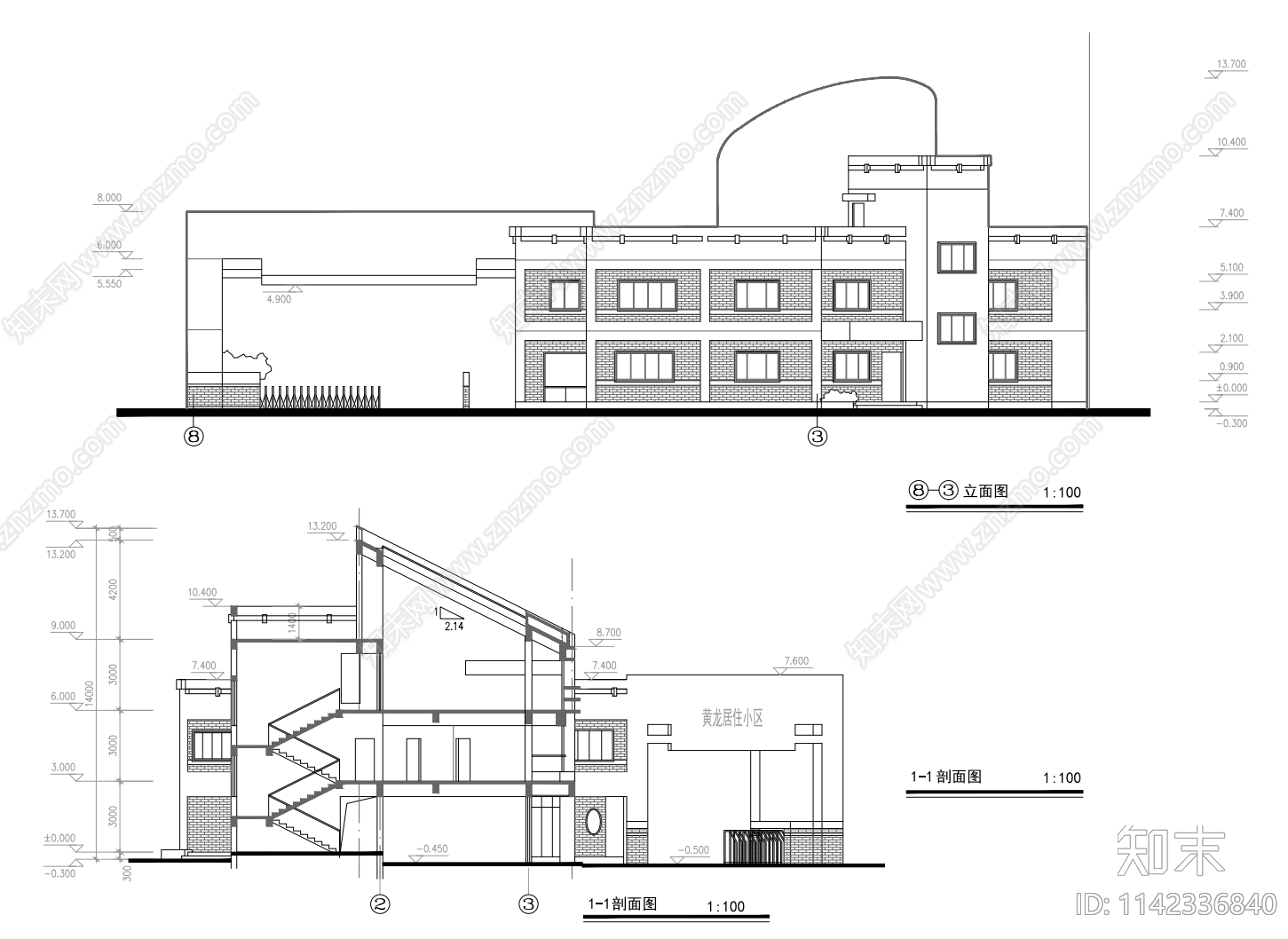 商业销售楼建筑cad施工图下载【ID:1142336840】