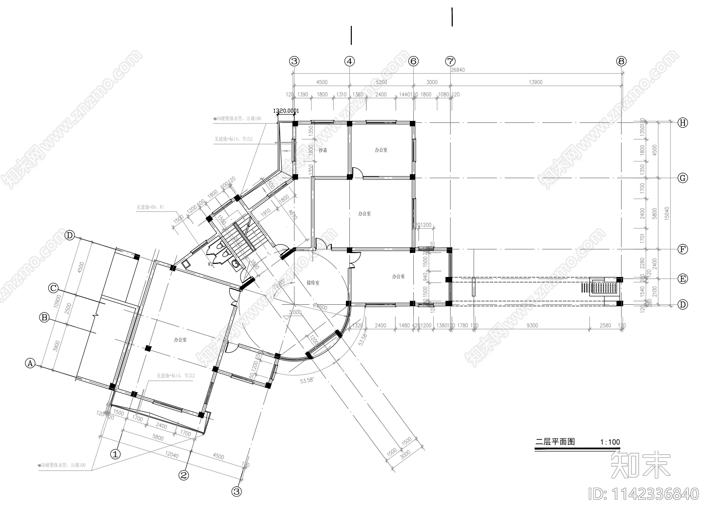 商业销售楼建筑cad施工图下载【ID:1142336840】