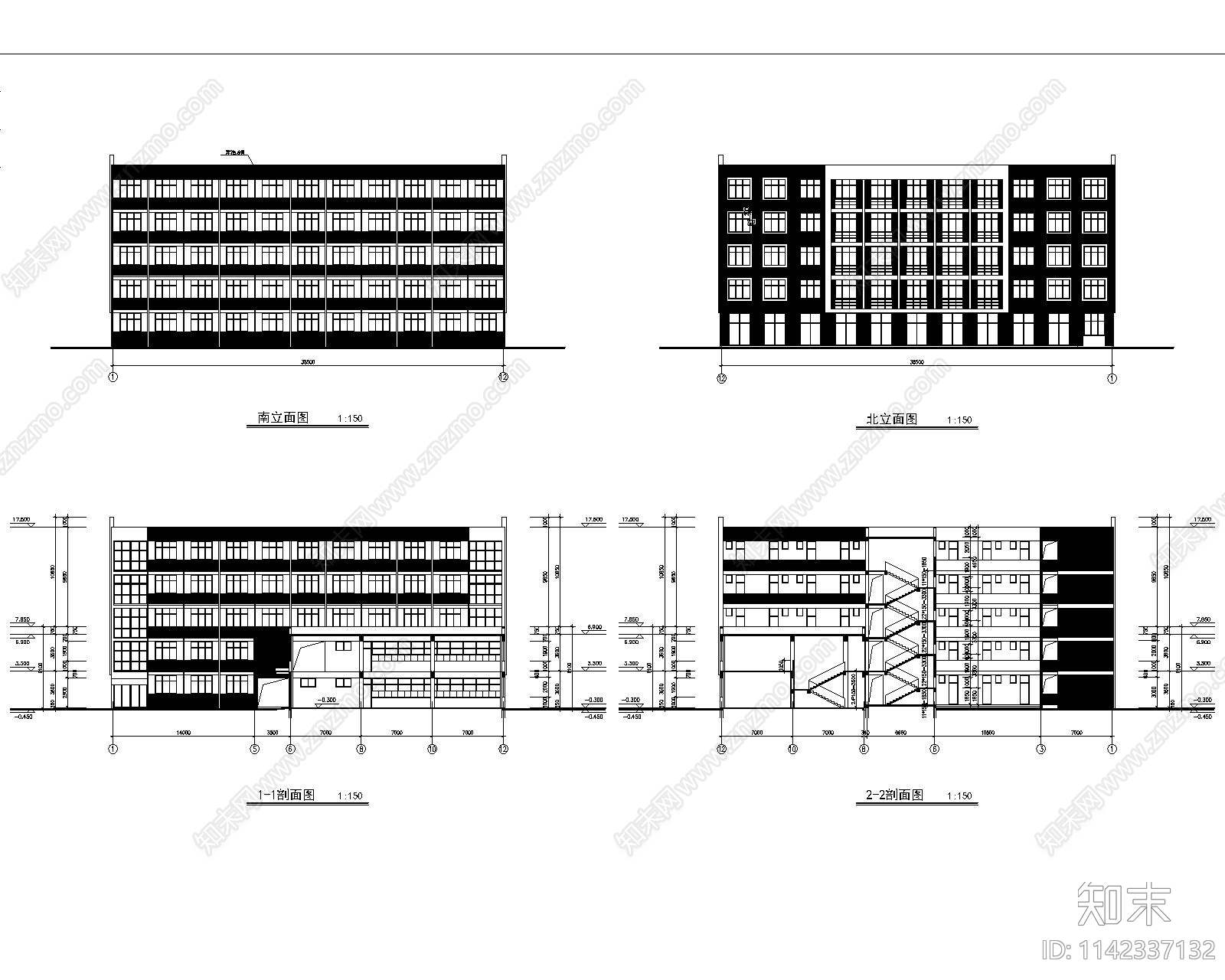 学校食堂建筑cad施工图下载【ID:1142337132】