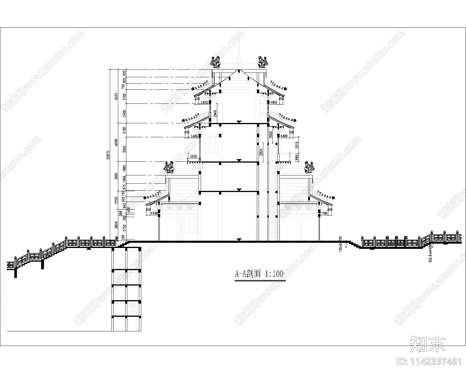 古建筑望海楼cad施工图下载【ID:1142337461】
