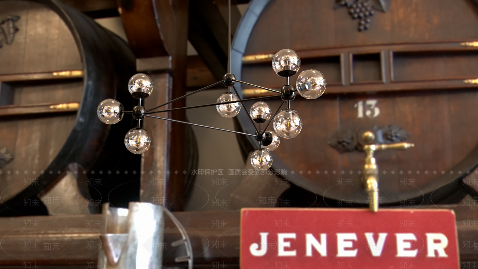 现代室内氛围吊灯SU模型下载【ID:1142338565】