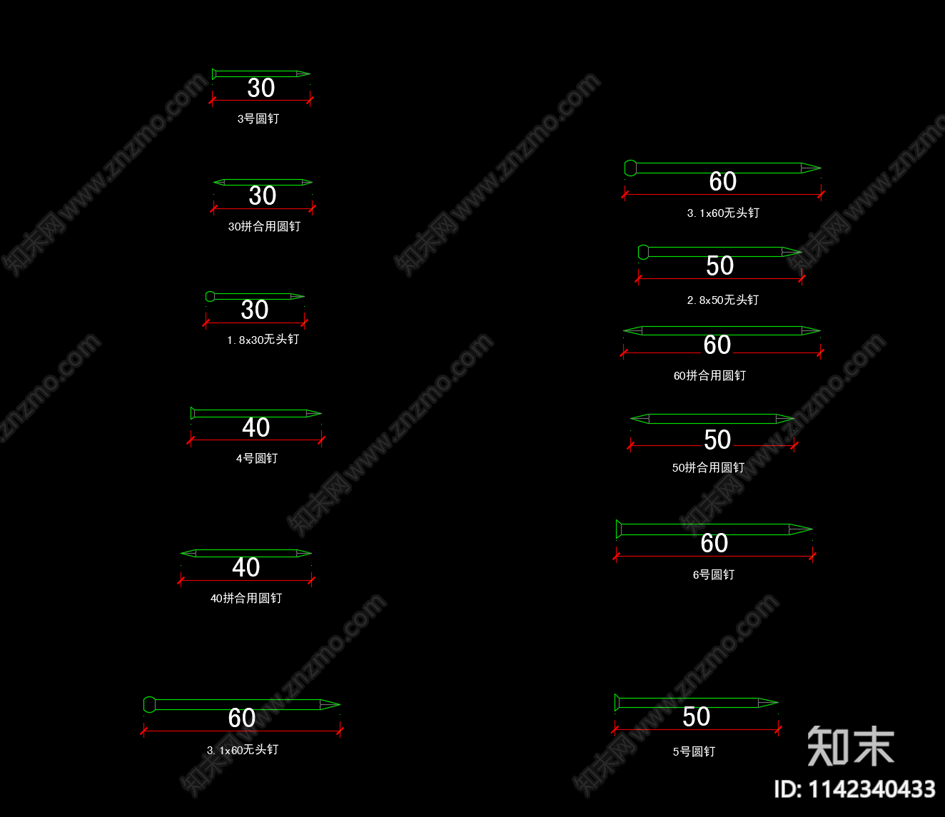 角钢槽钢工字钢螺栓cad施工图下载【ID:1142340433】