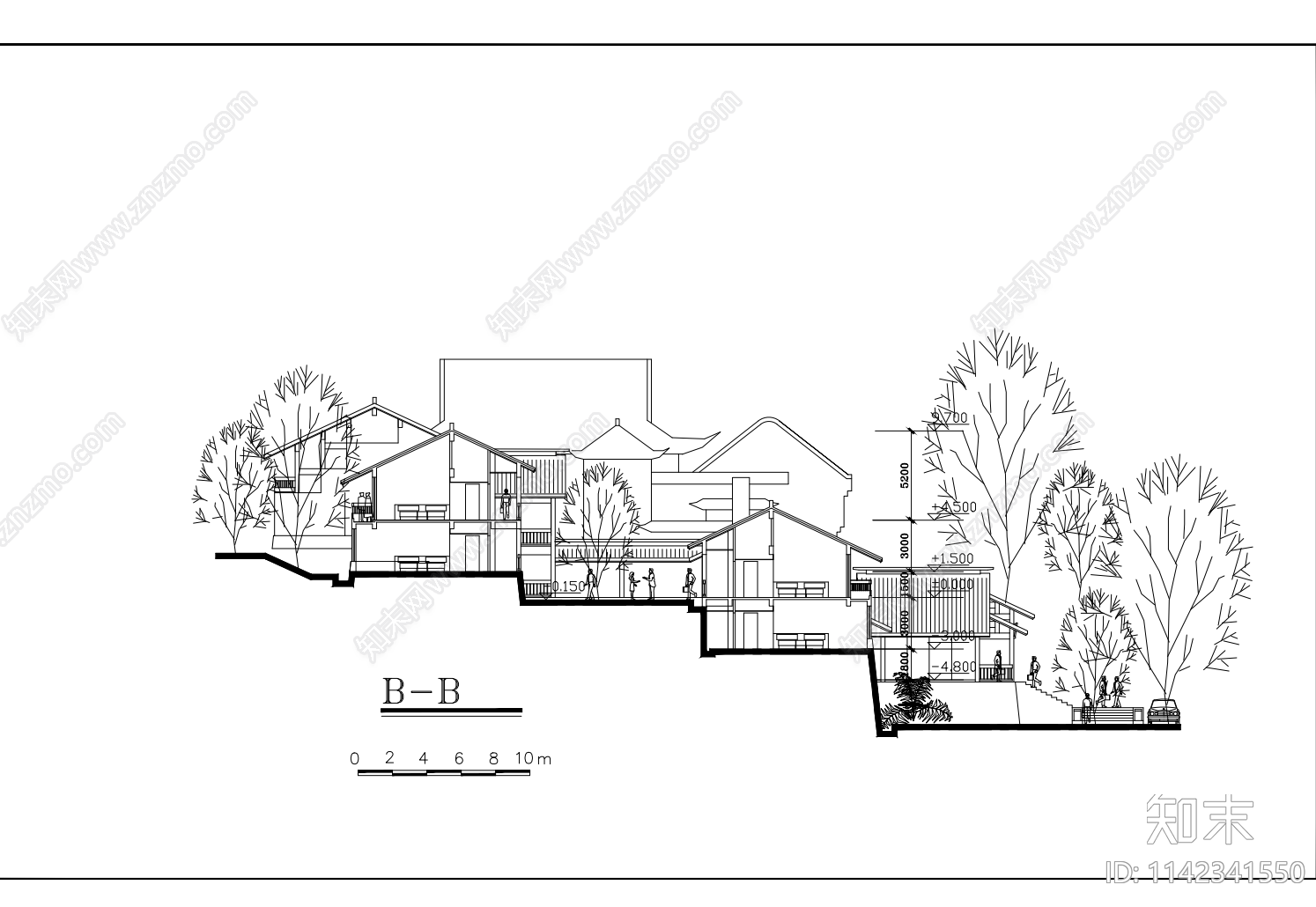 度假村建筑cad施工图下载【ID:1142341550】