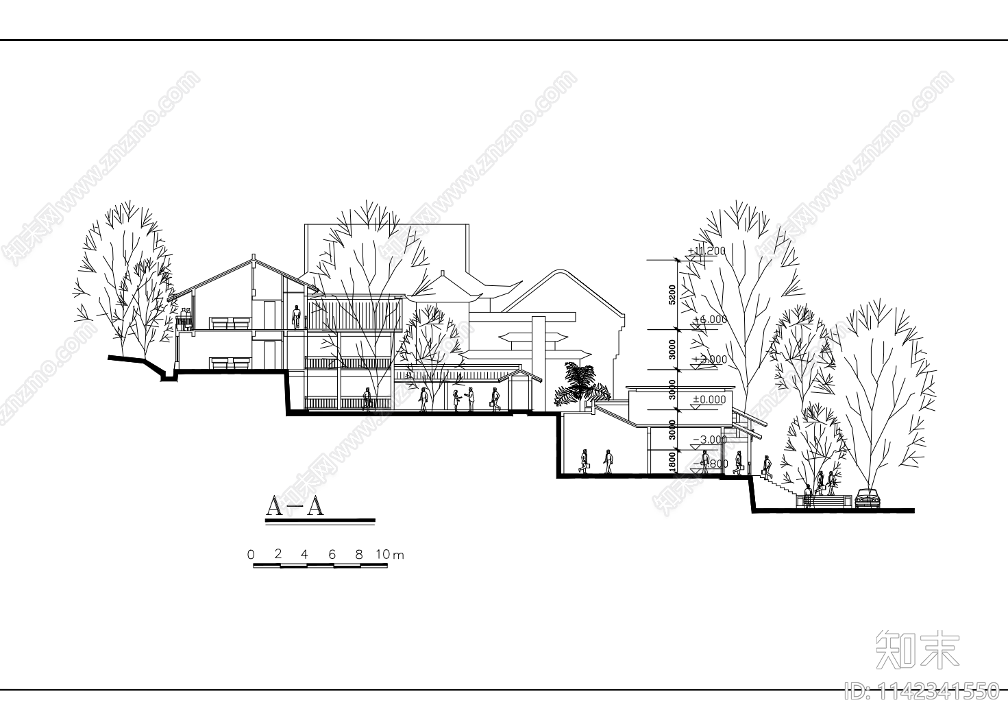 度假村建筑cad施工图下载【ID:1142341550】