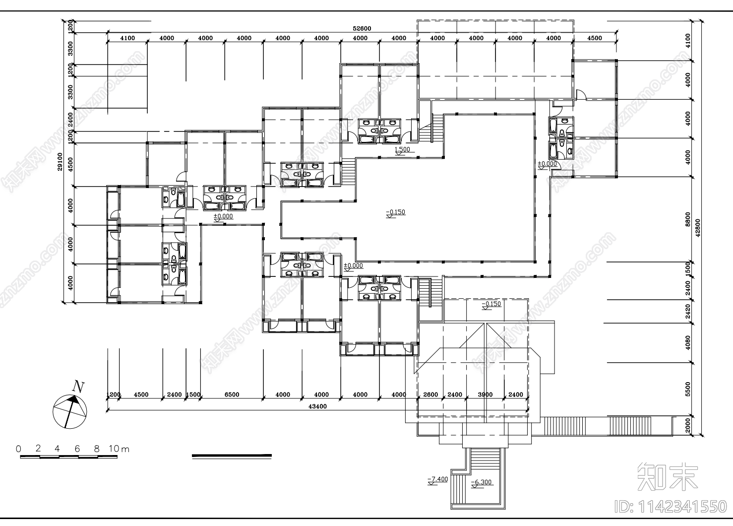 度假村建筑cad施工图下载【ID:1142341550】