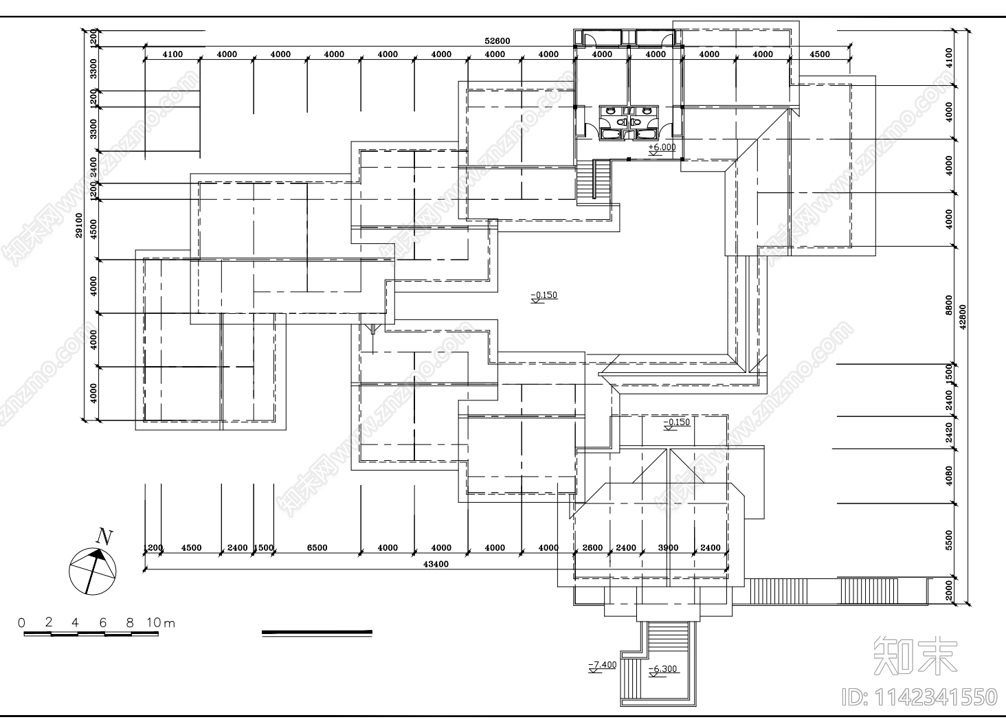 度假村建筑cad施工图下载【ID:1142341550】