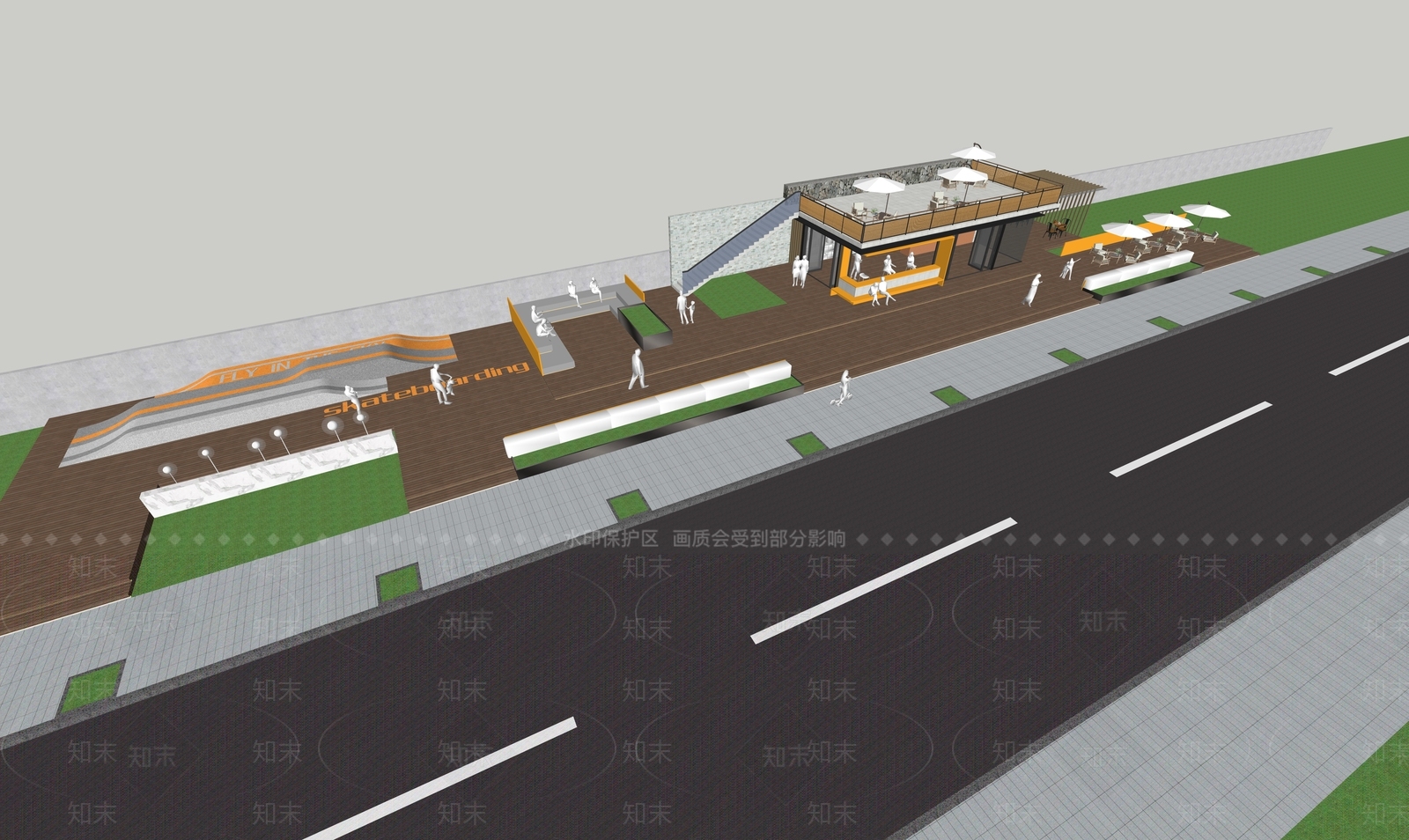 现代集装箱咖啡店建筑SU模型下载【ID:1142342016】