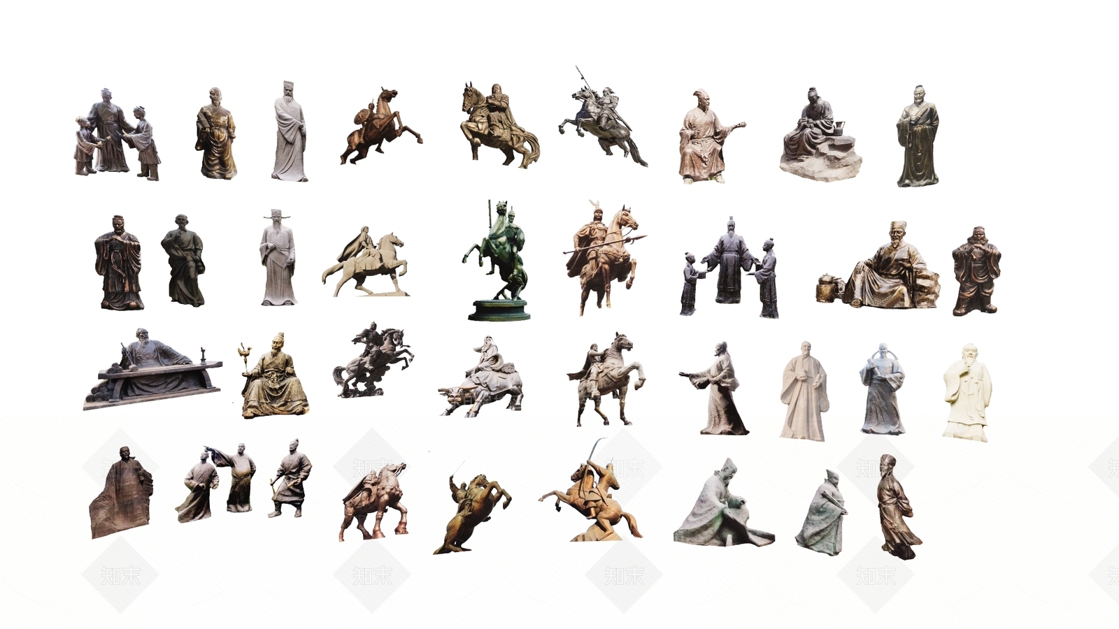 中式人物雕塑SU模型下载【ID:1142343053】