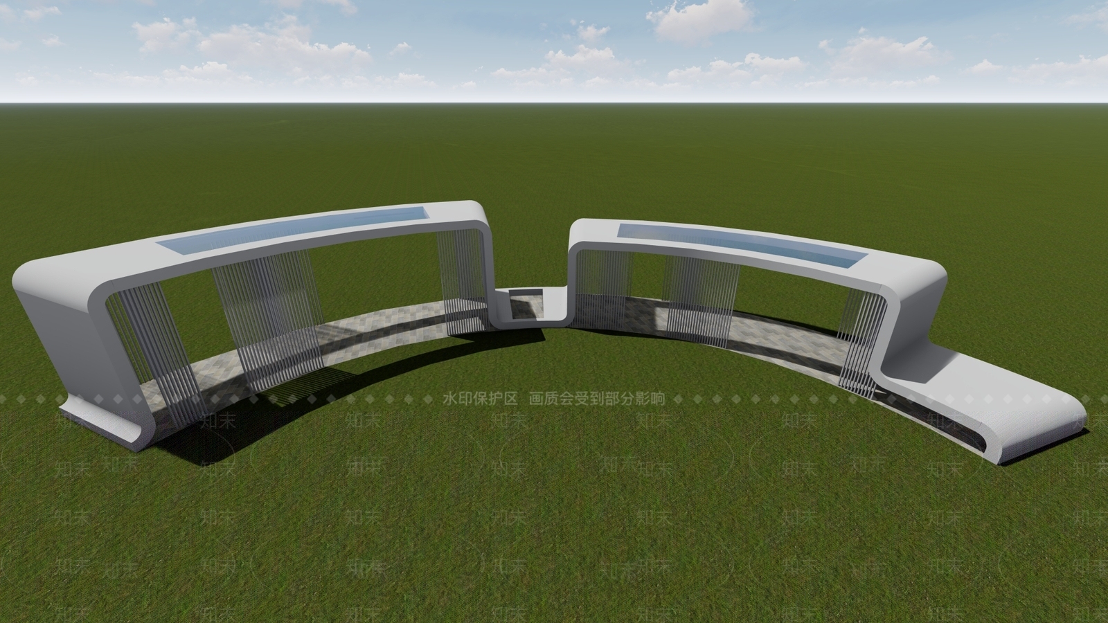 现代廊架SU模型下载【ID:1142344143】