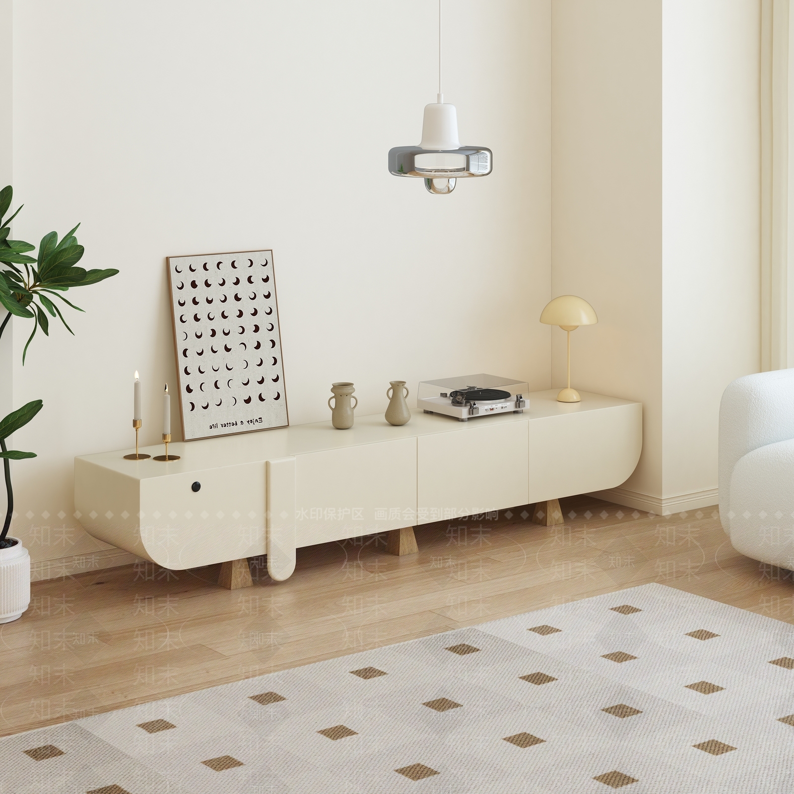 奶油风小狗电视柜3D模型下载【ID:1142344861】