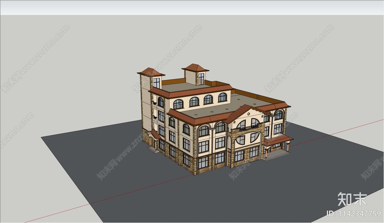 欧式幼儿园SU模型下载【ID:1142347759】