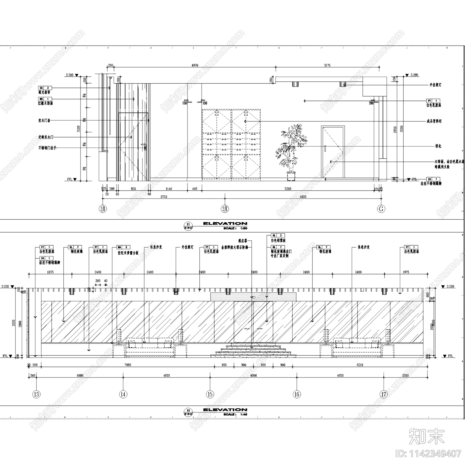 昆山工商银行办公综合楼室内装饰cad施工图下载【ID:1142349407】