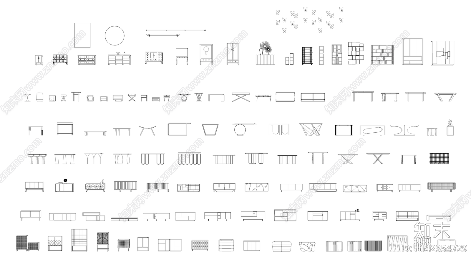 轻奢餐边柜施工图下载【ID:1142354729】