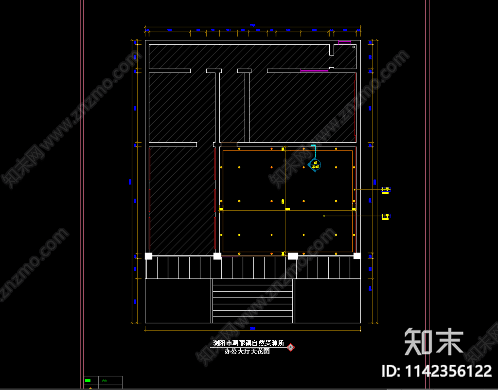 浏阳市葛家镇自然资源所办公空间室内cad施工图下载【ID:1142356122】