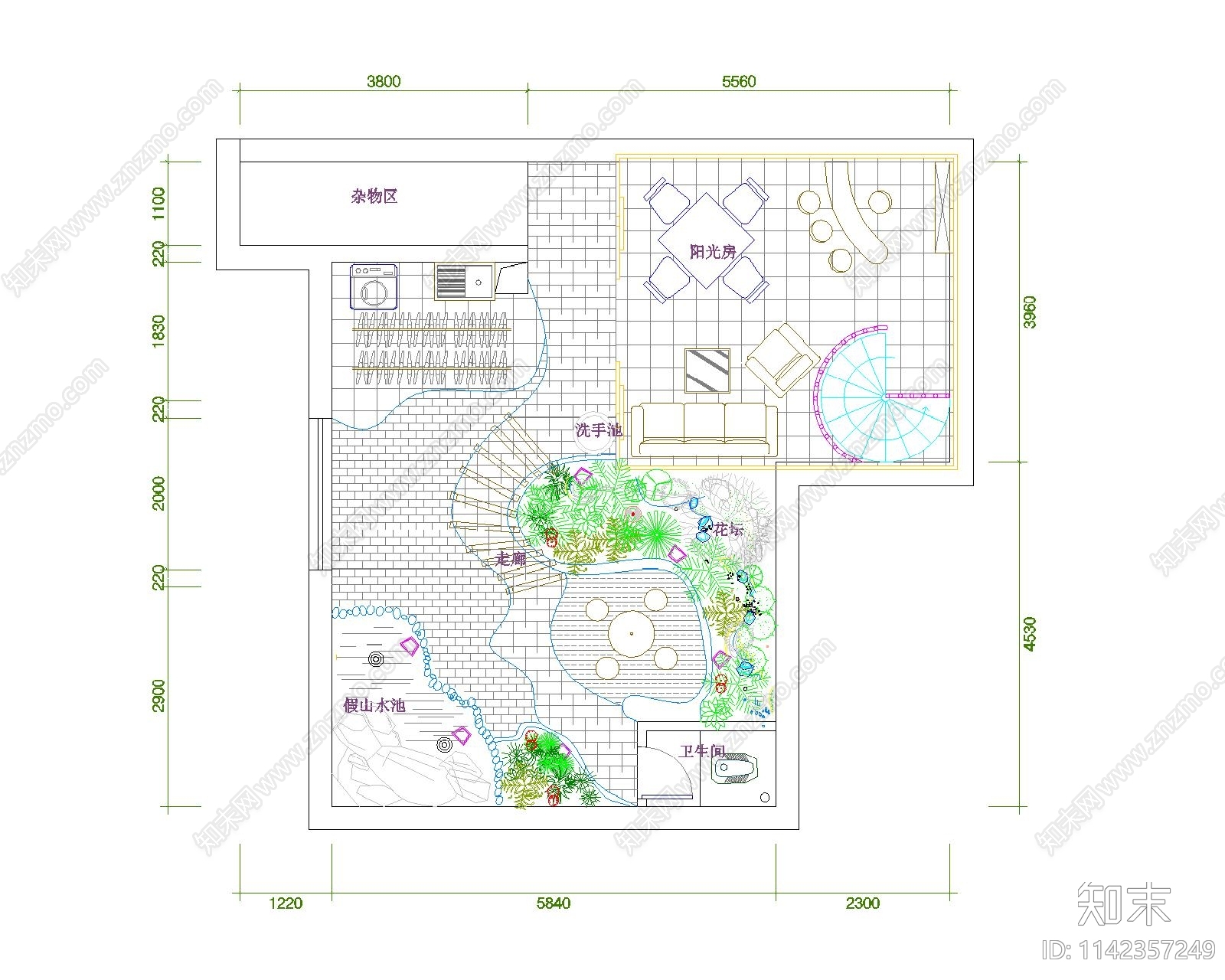 屋顶花园平面布置图施工图下载【ID:1142357249】