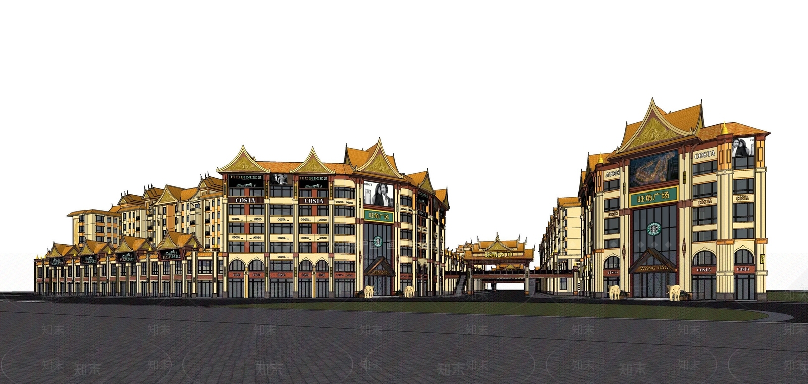 商业街SU模型精品下载_SketchUp模型_知末网