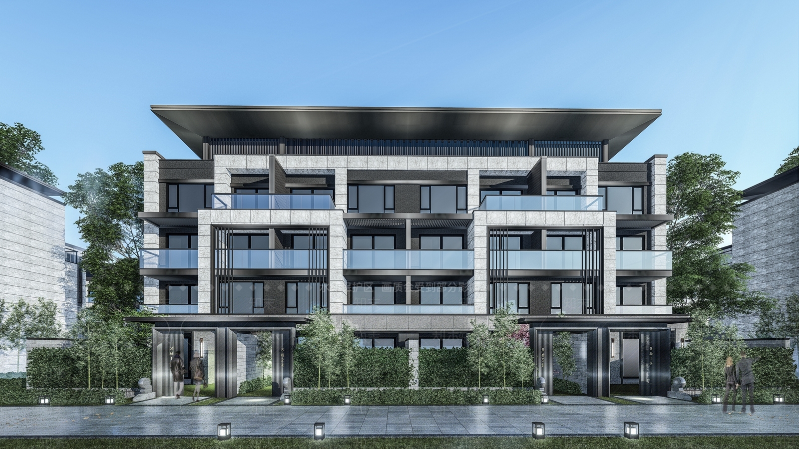 新中式双拼别墅SU模型下载【ID:1142428388】