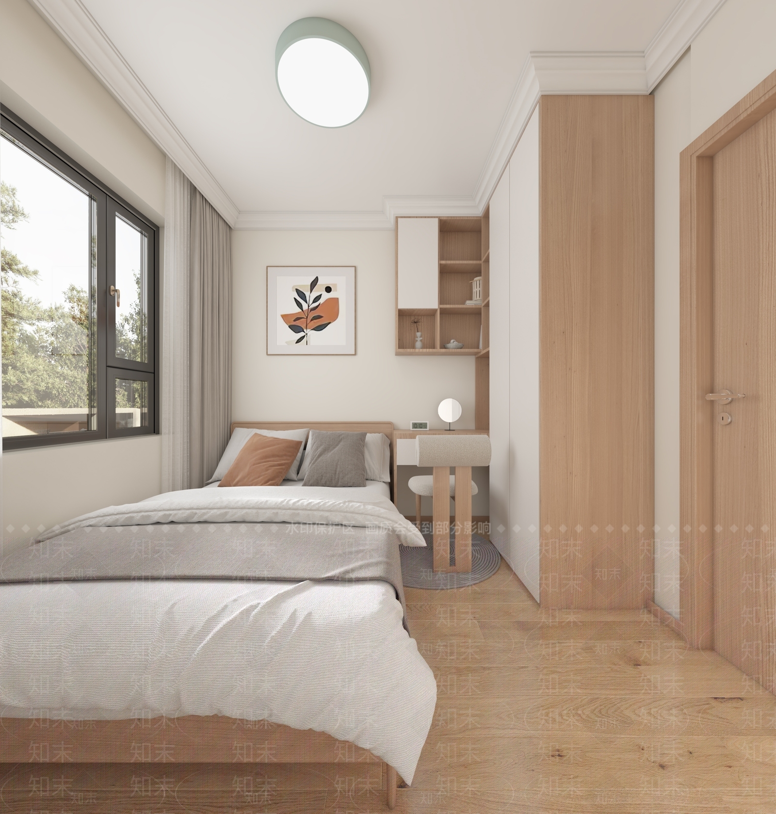 现代奶油家居卧室3D模型下载【ID:1142363198】_知末3d模型网