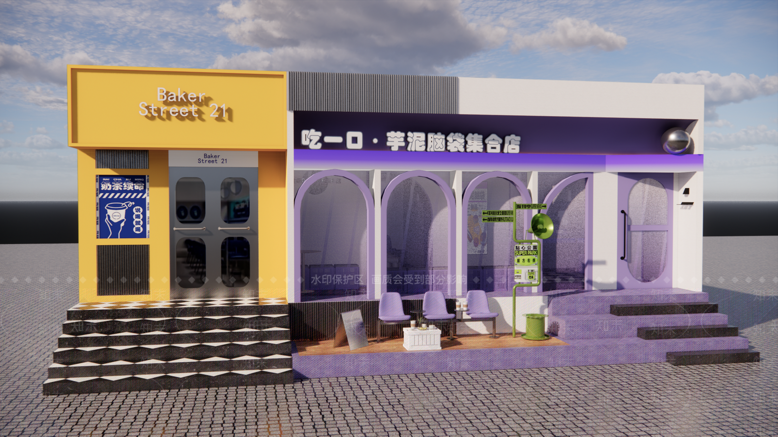 现代甜品面包店SU模型下载【ID:1142364803】