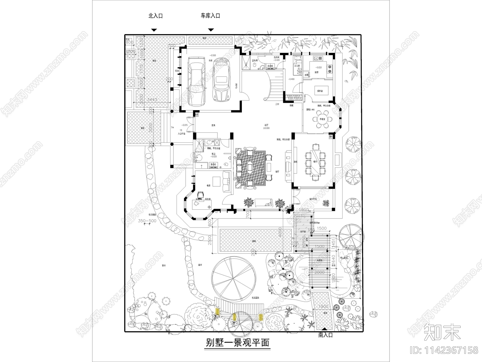 别墅庭院景观平面图施工图下载【ID:1142367158】