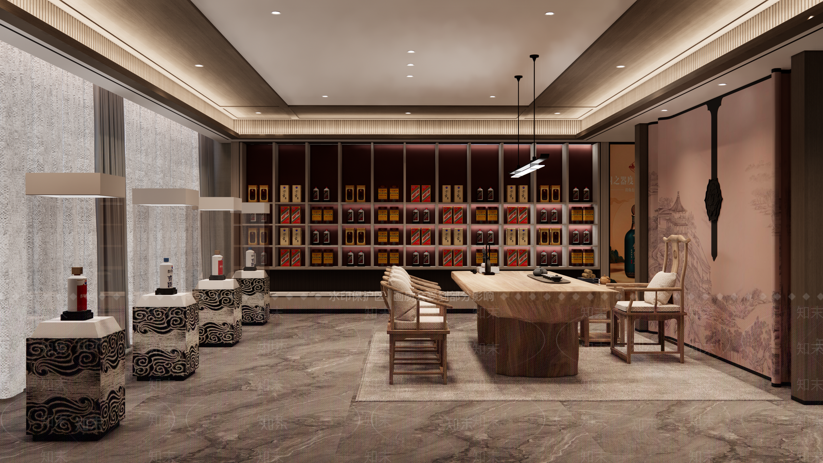 新中式烟酒店SU模型下载【ID:1142367230】