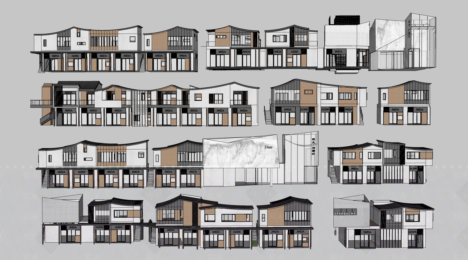 现代商业建筑SU模型下载【ID:1142367544】