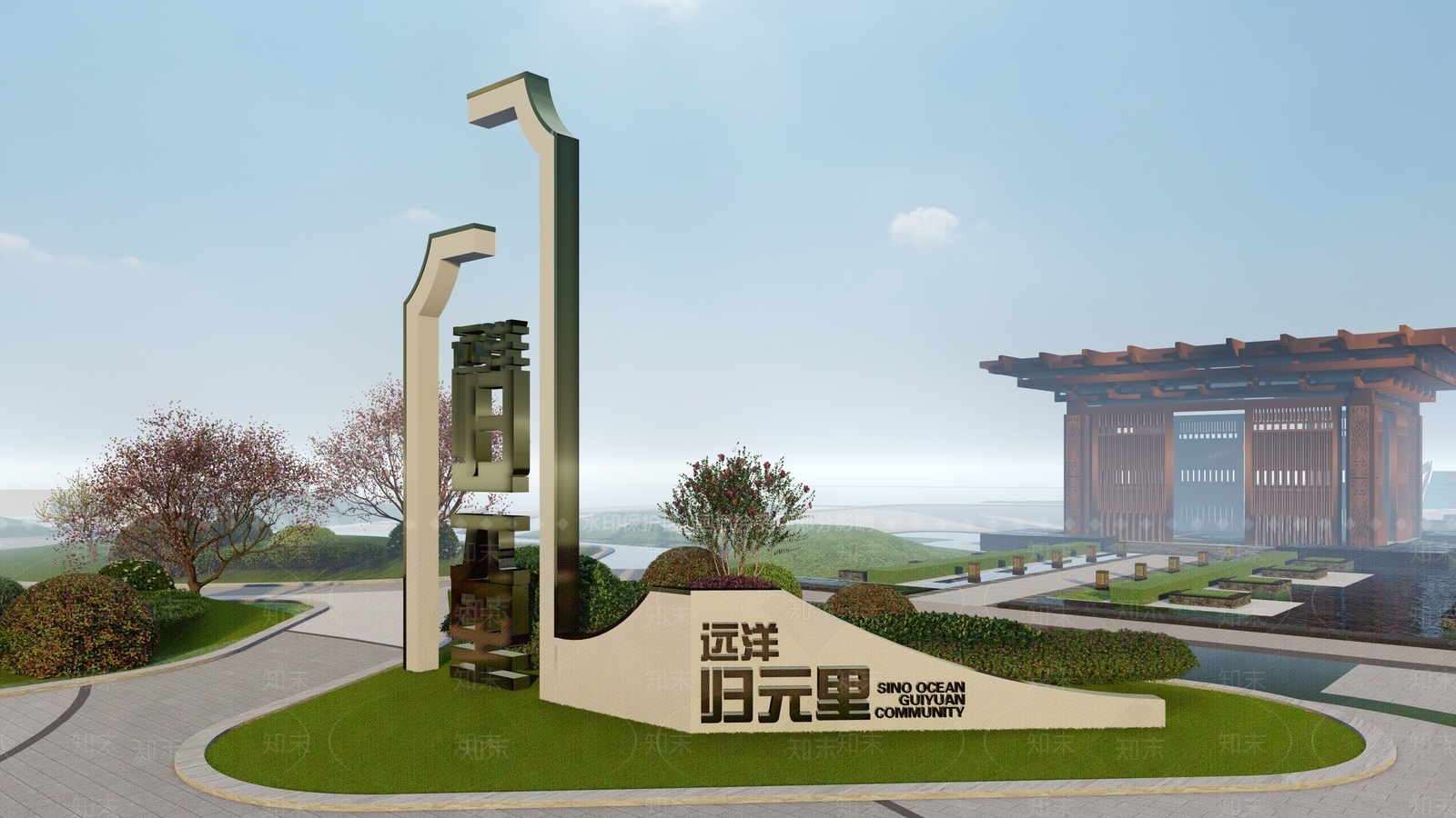 新中式指示牌SU模型下载【ID:1142368377】