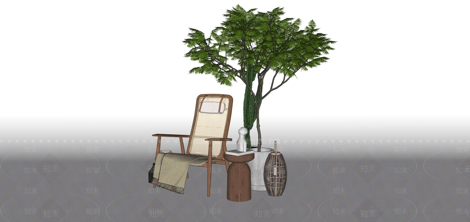 现代休闲躺椅SU模型下载【ID:1142371105】