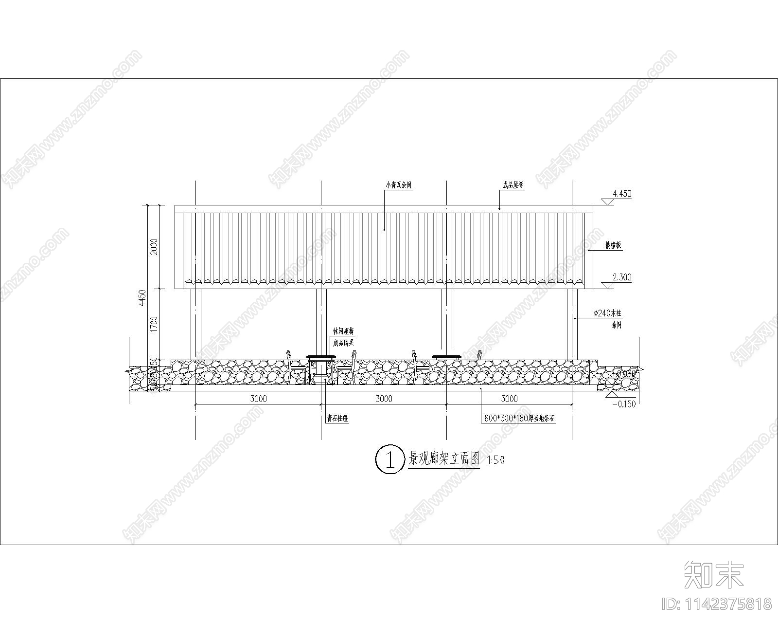 景观小青瓦廊亭施工图下载【ID:1142375818】