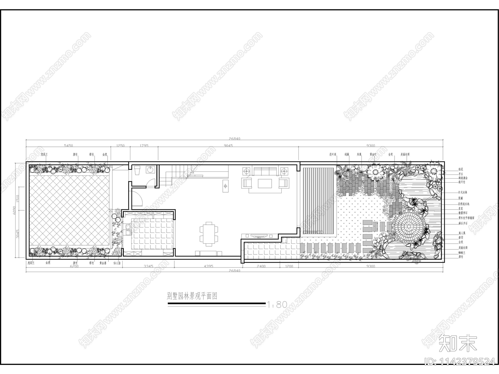 私人别墅庭院景观平面布置图施工图下载【ID:1142379524】