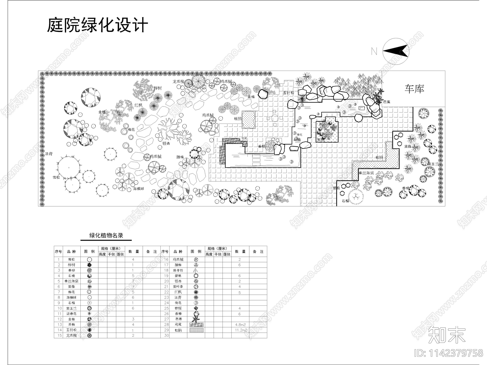 私人别墅庭院景观平面布置图施工图下载【ID:1142379758】