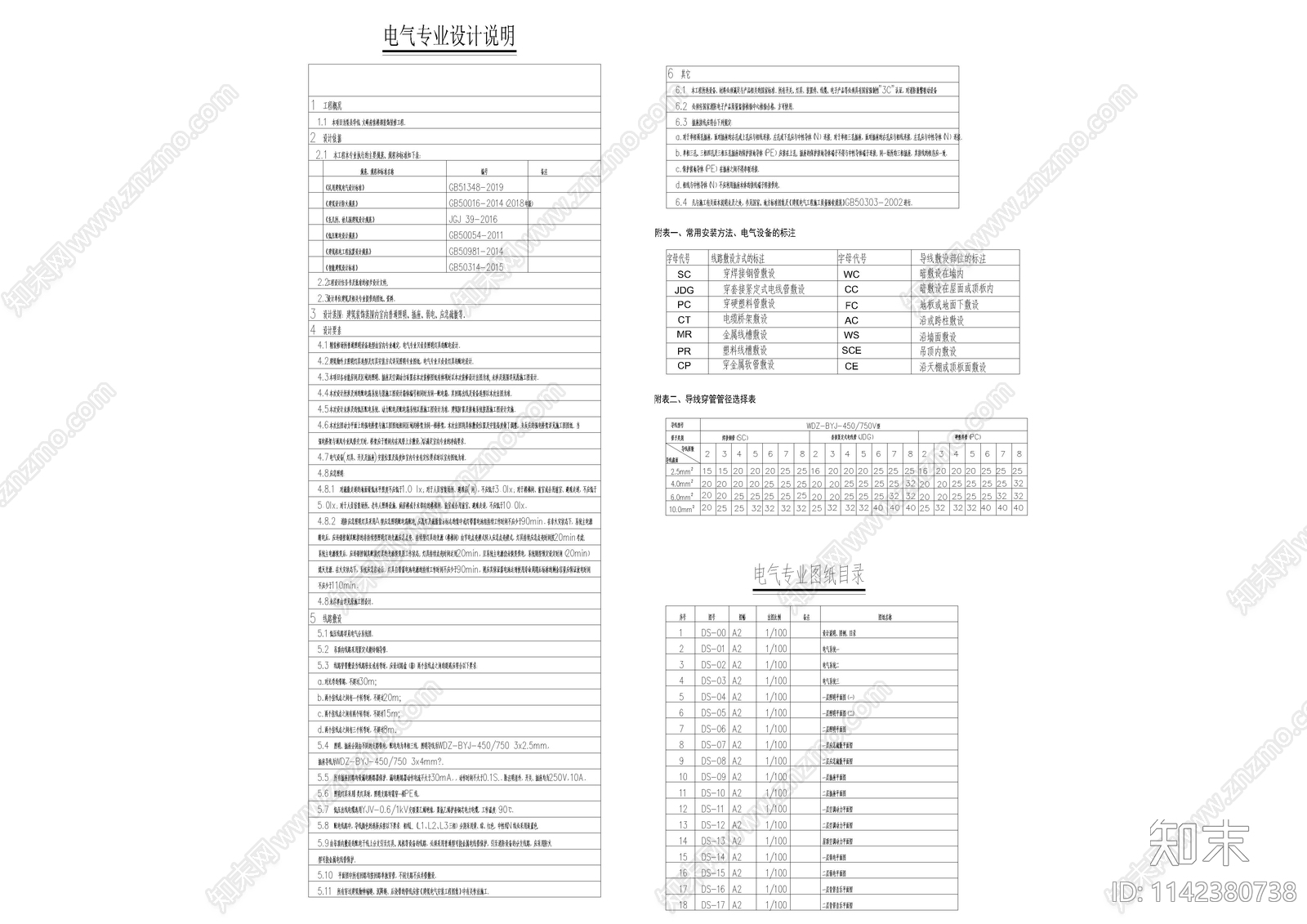 电气设计说明材料表cad施工图下载【ID:1142380738】