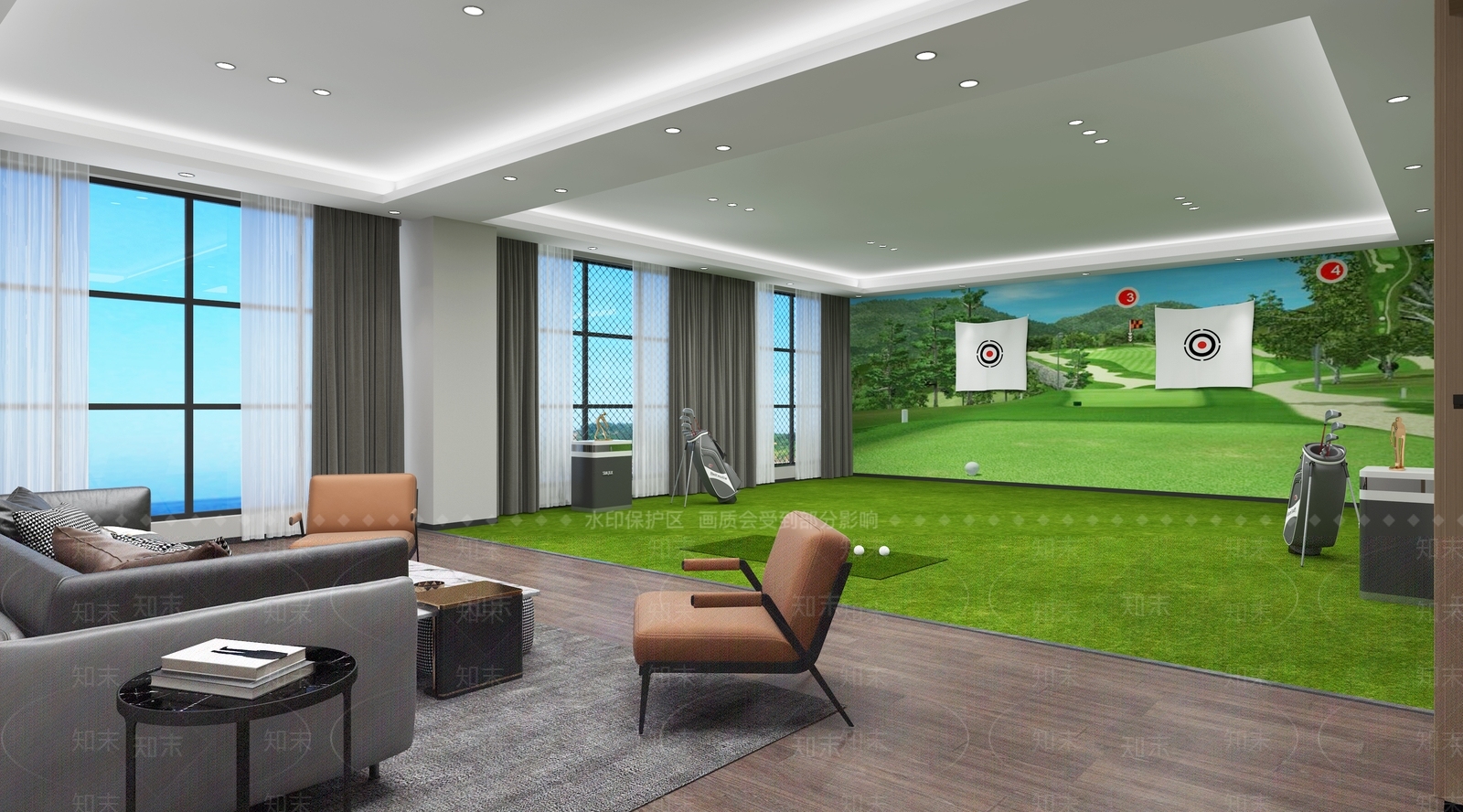 室内高尔夫训练馆3D模型下载【ID:1142383508】