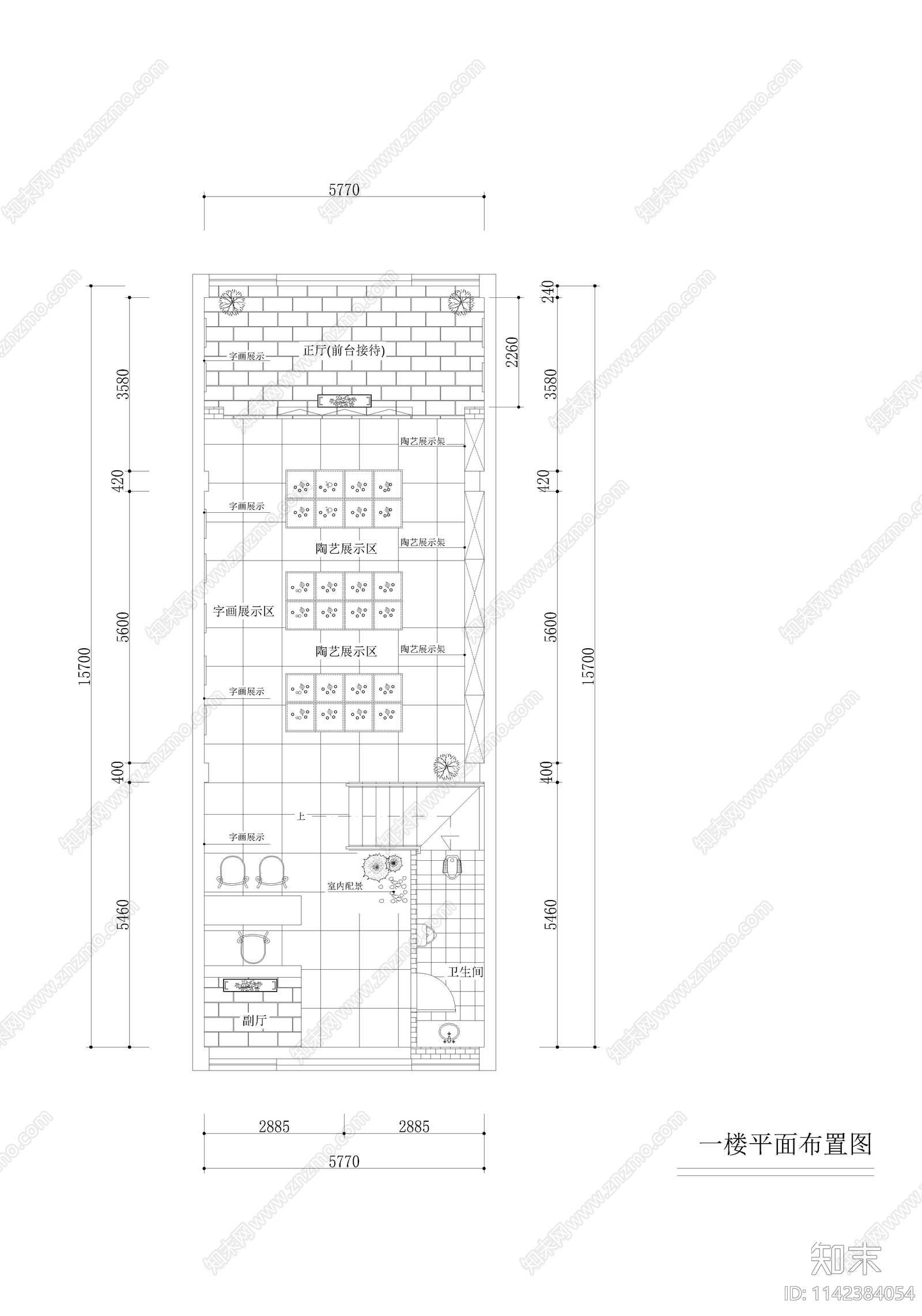 许昌茶社室内装修cad施工图下载【ID:1142384054】