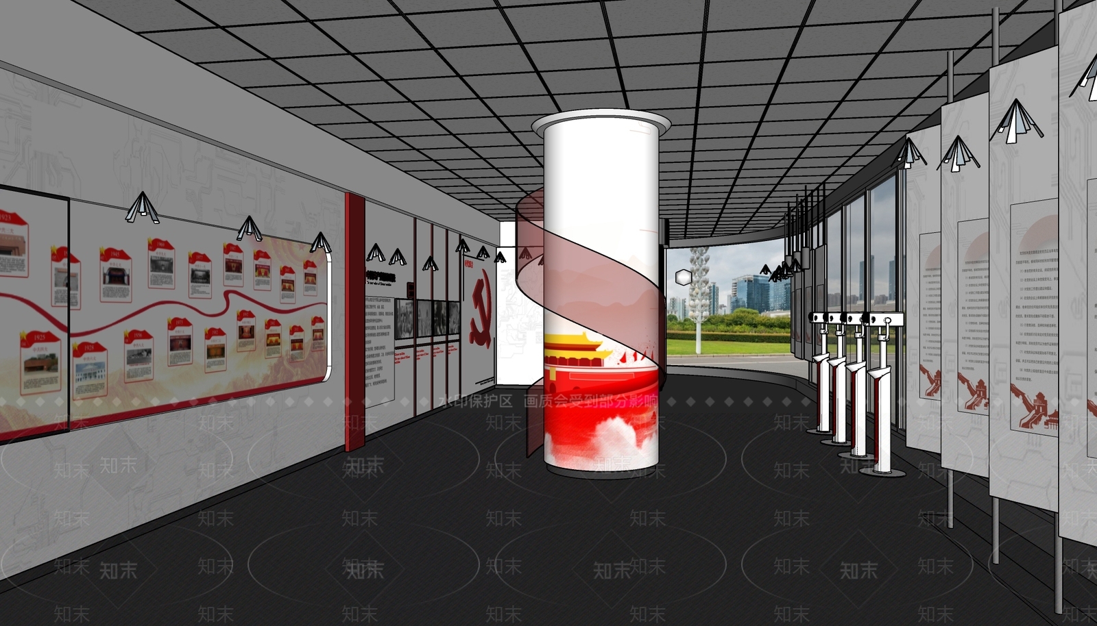 现代党建展厅SU模型下载【ID:1142385995】