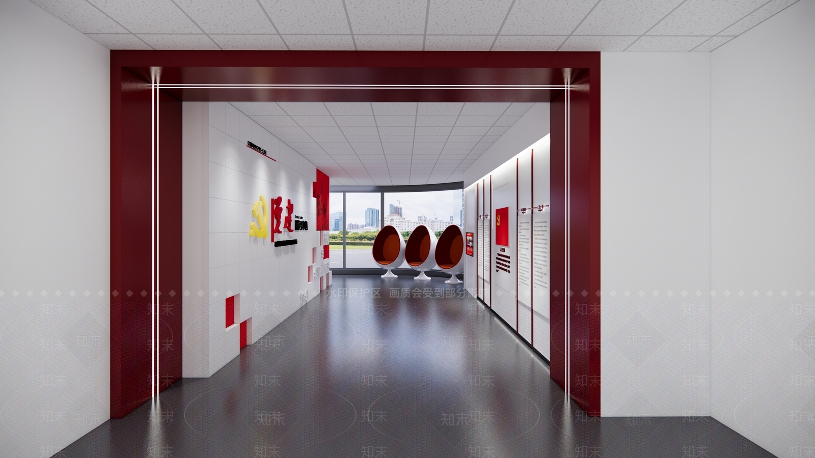 现代党建展厅SU模型下载【ID:1142386055】