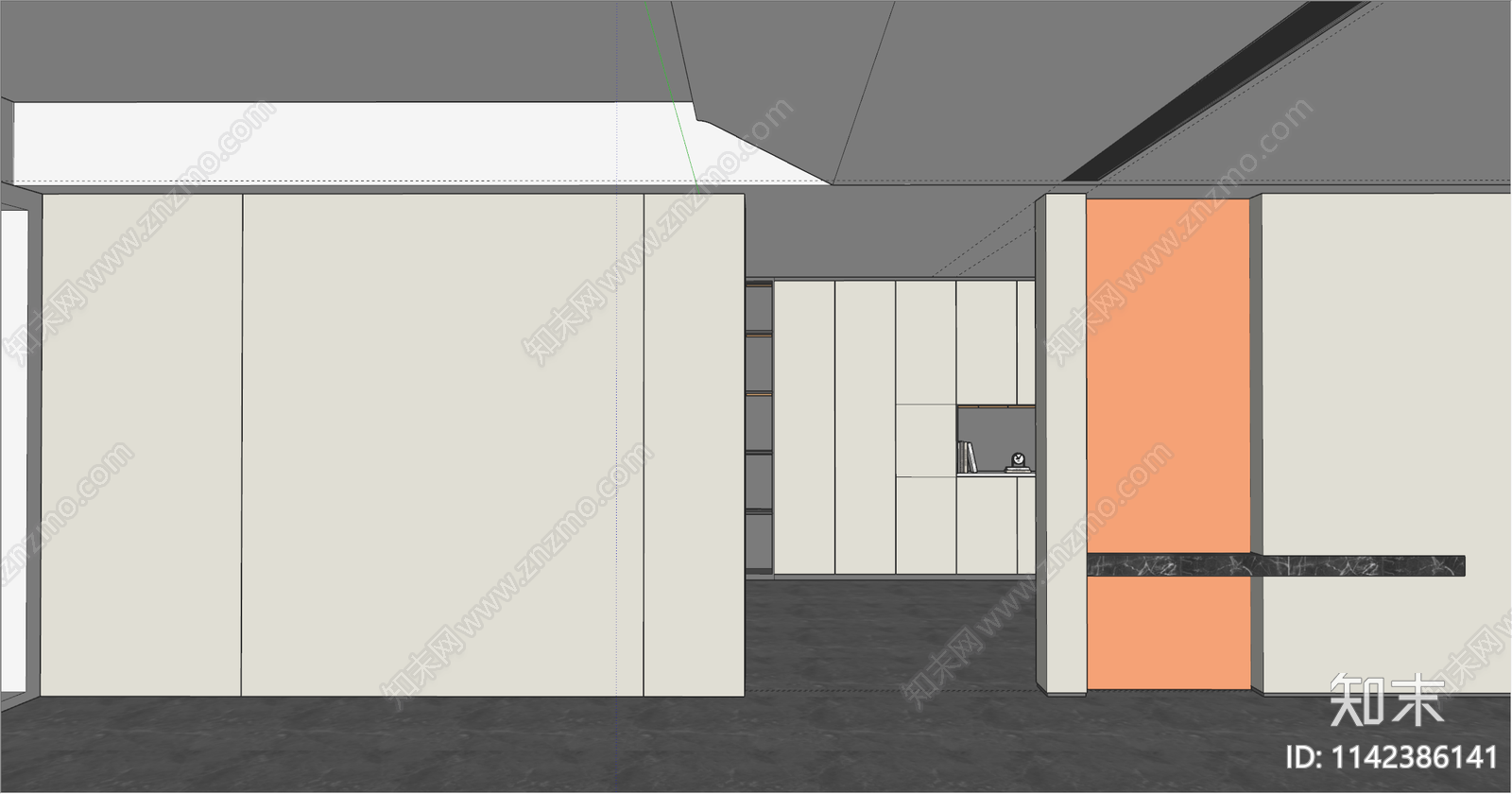 现代门墙柜SU模型下载【ID:1142386141】